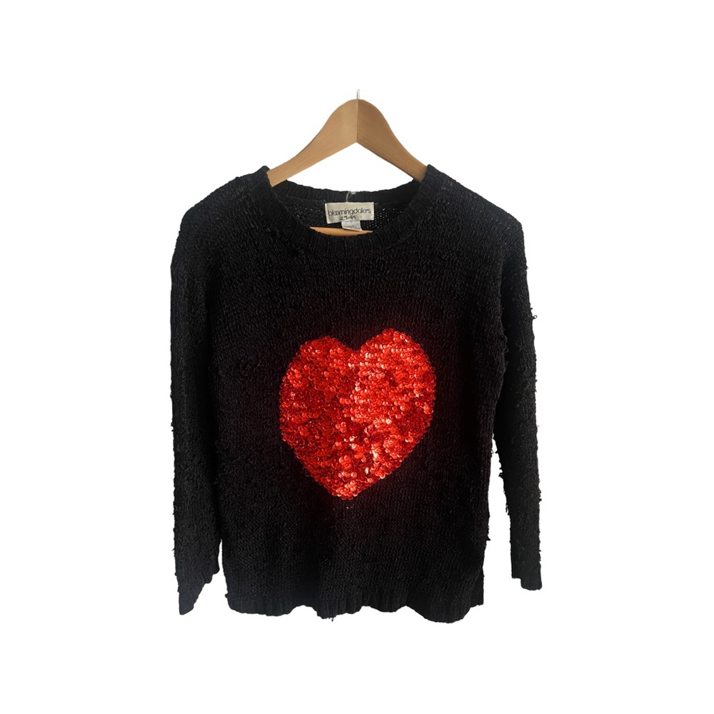 Black Sweater with Red Heart Design